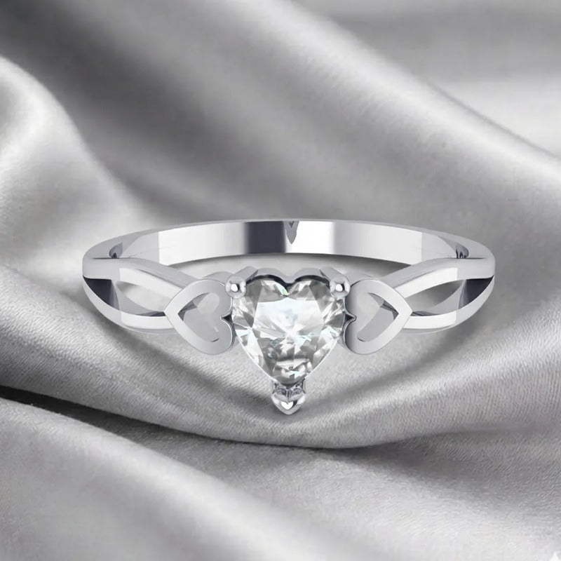 Anel Prata 925 Eterno Coração Zirconia - Exclusivo
