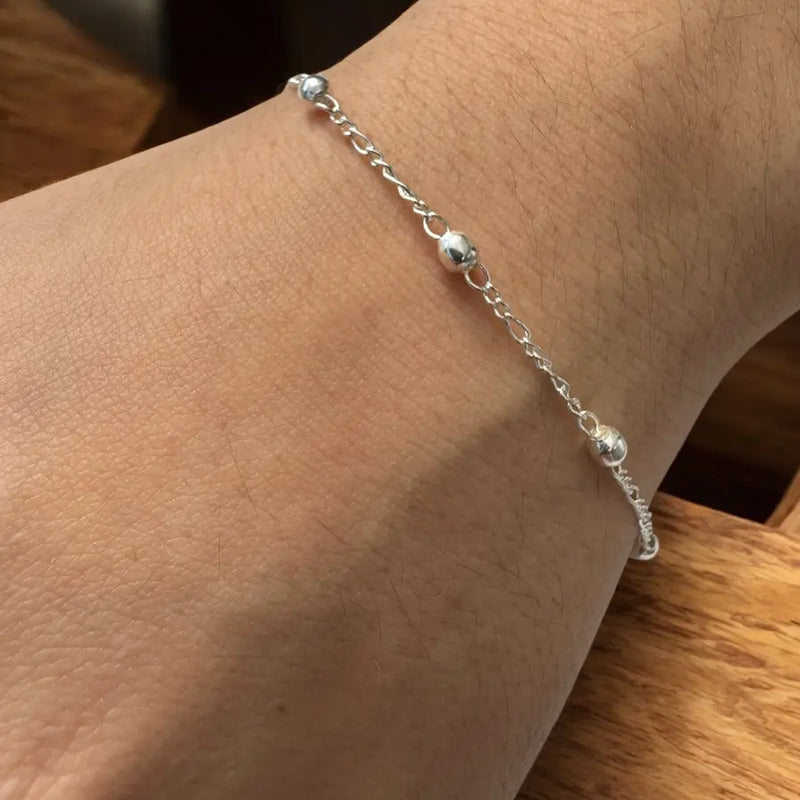 Pulseira Prata 925 Bolinha 3mm - Feminina 18 Cm