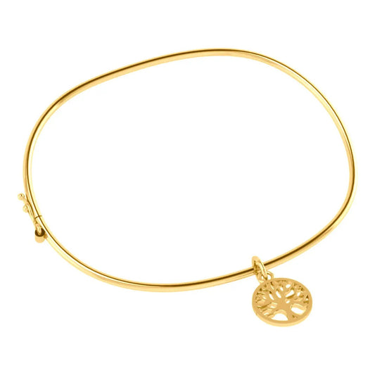Pulseira Bracelete Rígido Prata 925 Dourada 18k- Árvore Vida Dourado 6 Cm 19 Cm