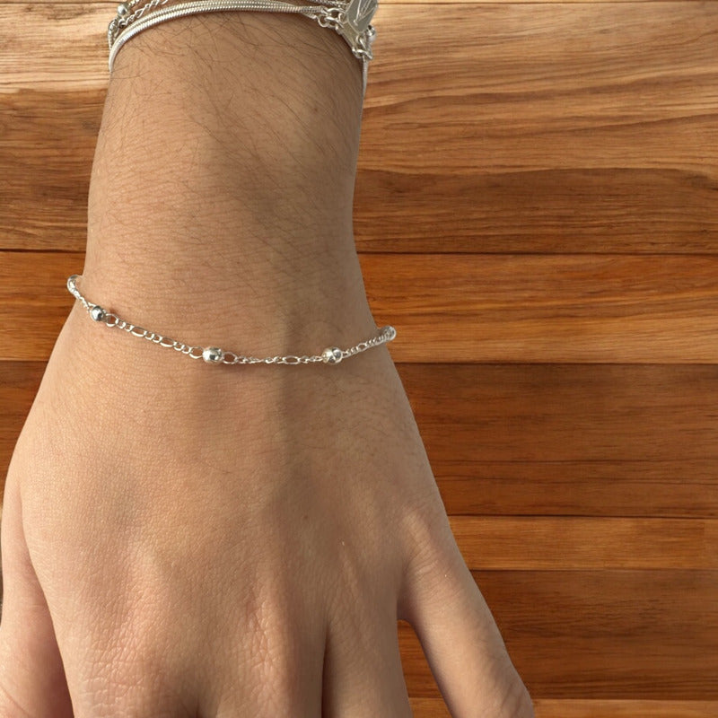 Pulseira Prata 925 Bolinha 3mm - Feminina
