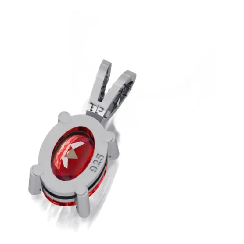 Pingente Prata 925 Oval Zirconia Vermelha - Exclusivo Vermelho