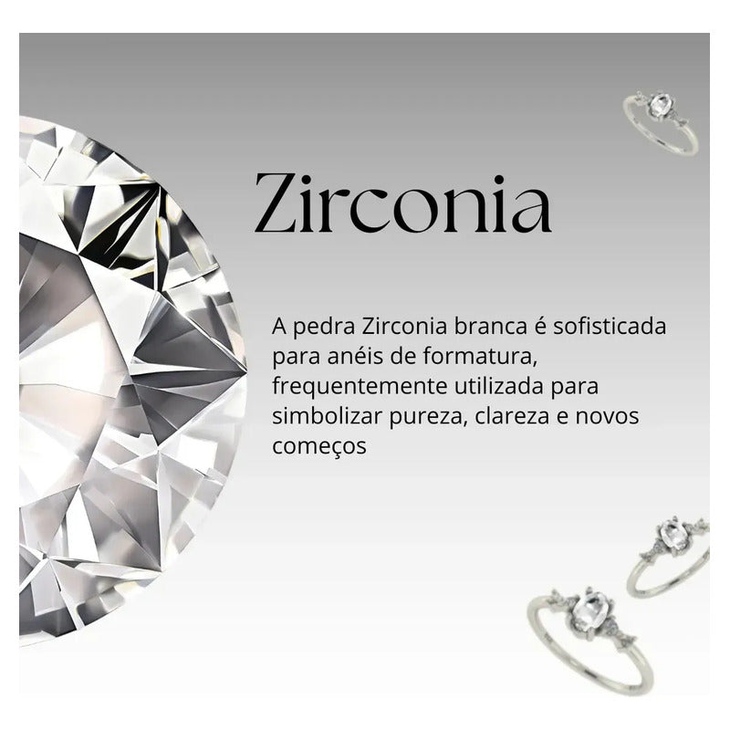 Anel Formatura Feminino Prata 925 + Caixinha Capelo Zircônia 26