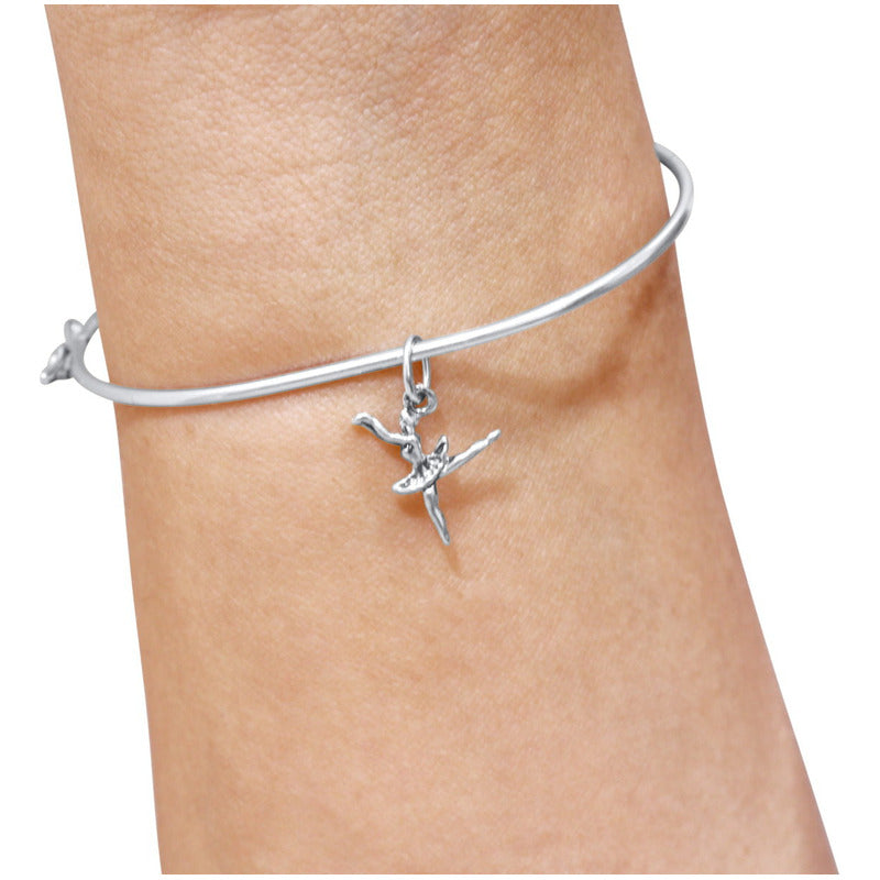 Pulseira Bracelete Rígido Prata 925 - Pingente Bailarina