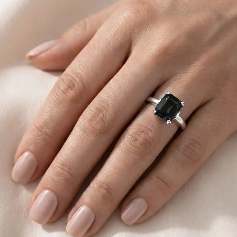 Anel Black Onix Natural Prata 925 Vintage- Exclusivo