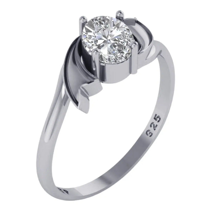 Anel Wings Zirconia Oval Pura Prata 925 - Exclusivo