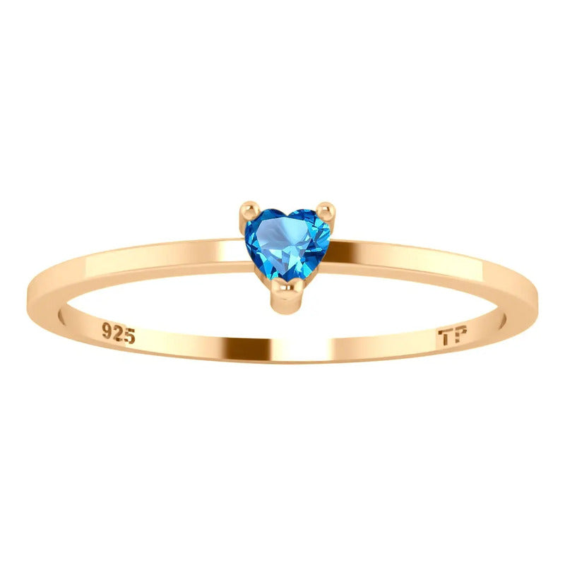 Anel Solitário Topázio Coração Prata 925 Dourada  Ouro 18k