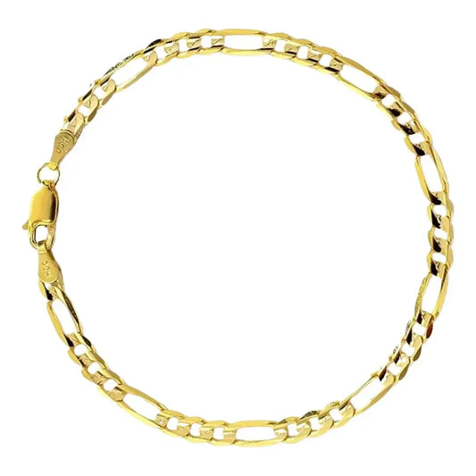 Pulseira Prata 925 Dourada 18k Figaro 3x1 Maciça - 5mm Dourado 21 Cm