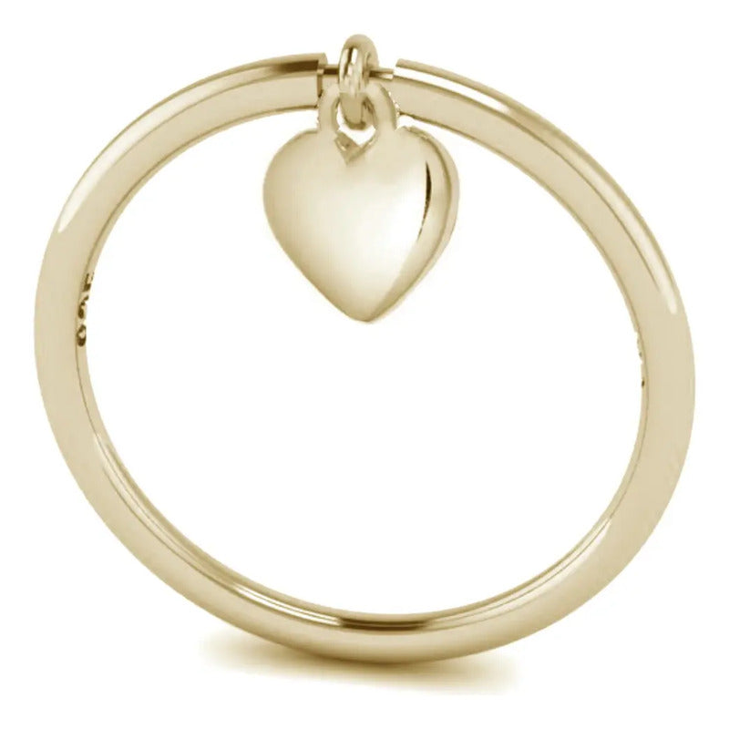 Anel Love Coração Sólido Prata 925 Dourada 18k - Exclusivo