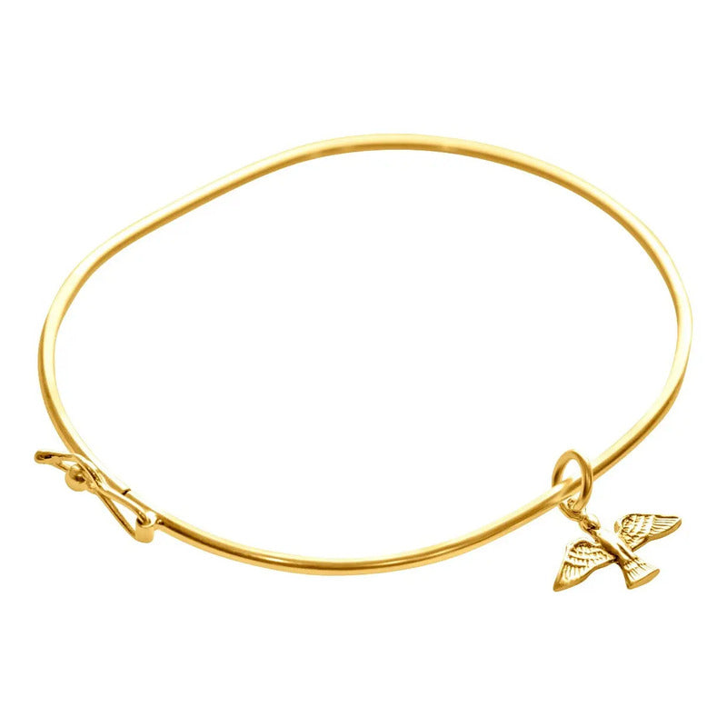 Bracelete Rígido Prata 925 Dourada 18k - Espirito Santo Dourado 19 Cm