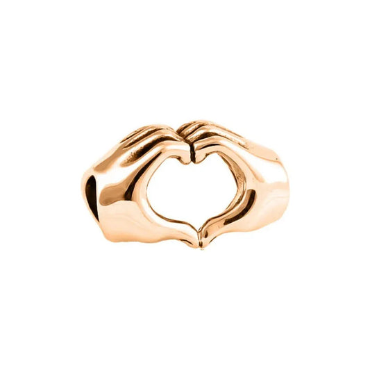 Charm Berloque Coração Mãos Prata 925 Dourada 18k Dourado