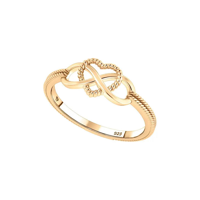 Kit Anel E Argola Infinito Amor Pura Prata 925 Dourada 18k