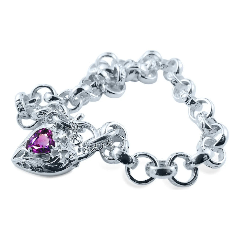 Pulseira Prata 925 Elo Portugues Pedras - Modelo Exclusivo