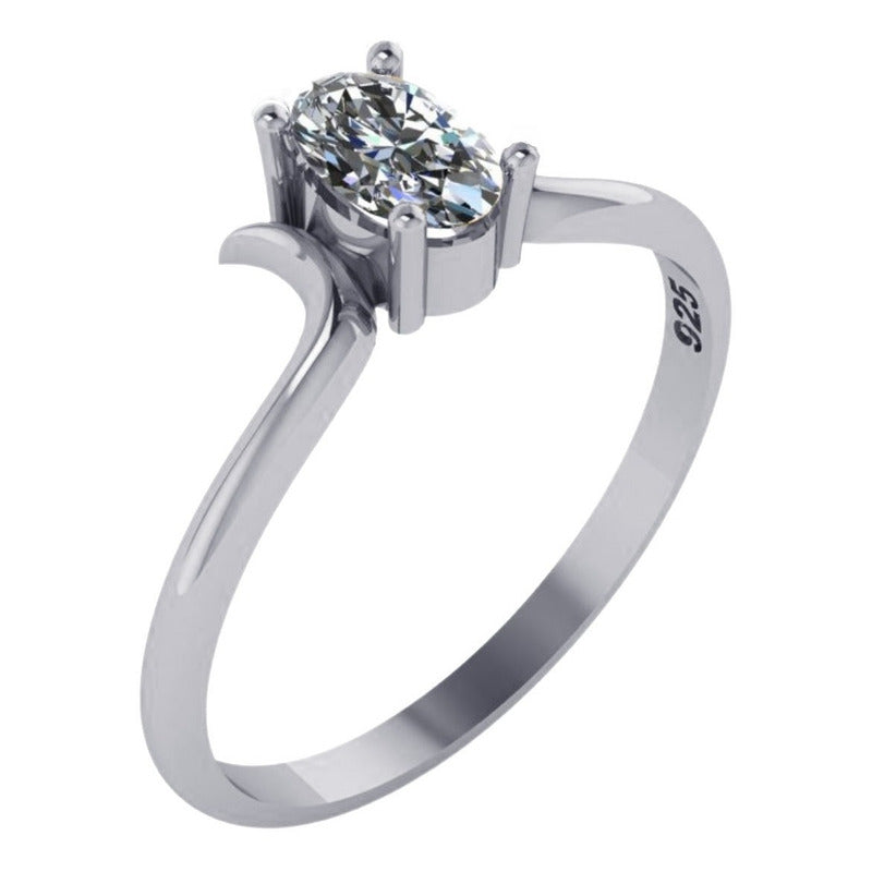 Anel Roma Solitário De Pura Prata 925 Zirconia - Exclusivo