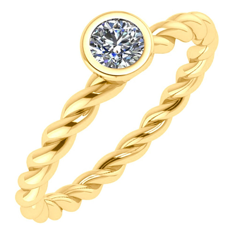 Anel Duplo Prata 925 Dourada 18k Torcido - Zirconia