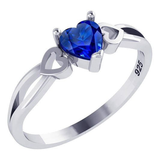 Pure 925 Silver Ring Eternal Sapphire Heart - Exclusive