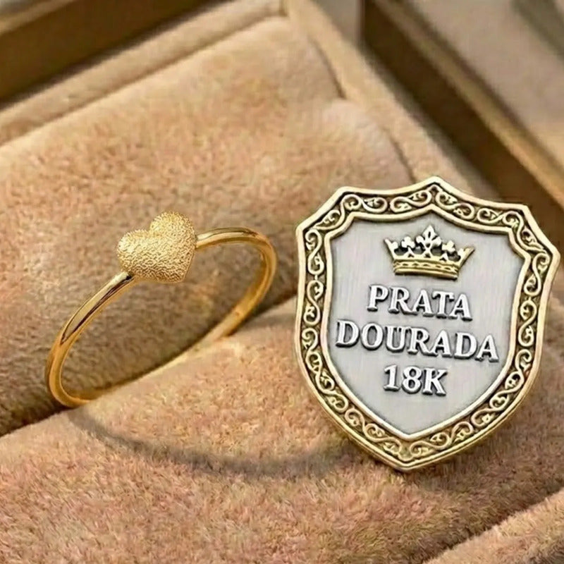 Anel Prata 925 Dourada  Ouro 18k Diamantado - Certificado