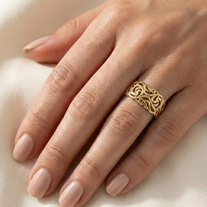 Anel Bombê Filigrana Prata 925 Dourada 18k - Exclusivo