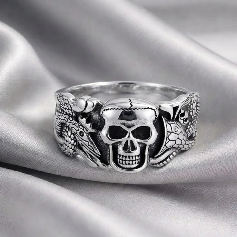 Anel Pura Prata 925 Masculino Caveira - Tamanhos Exclusivos
