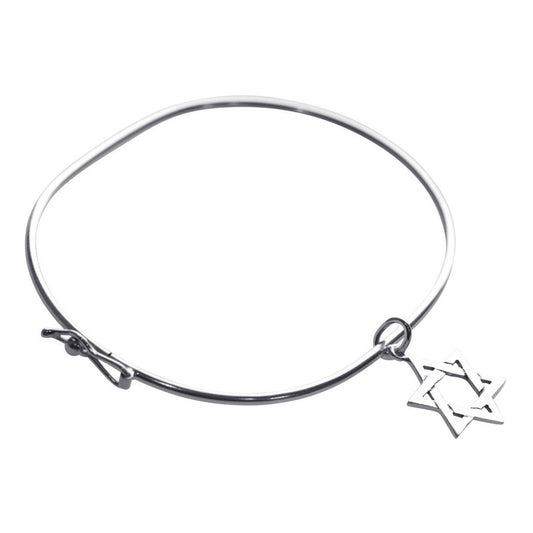 Pulseira Bracelete Rígido Prata 925 - Estrela De David