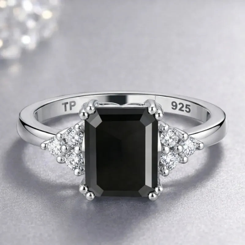 Anel Vintage Clássico Onix Prata 925 - Feminino