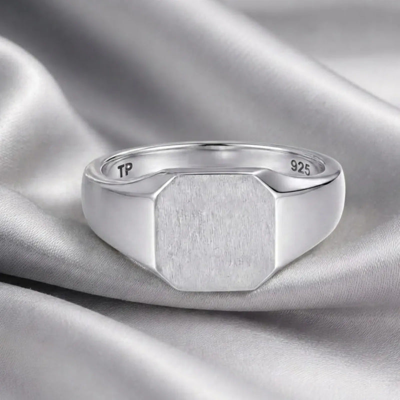 Anel De Prata 925 Sólido Feminino Retangular - Exclusivo