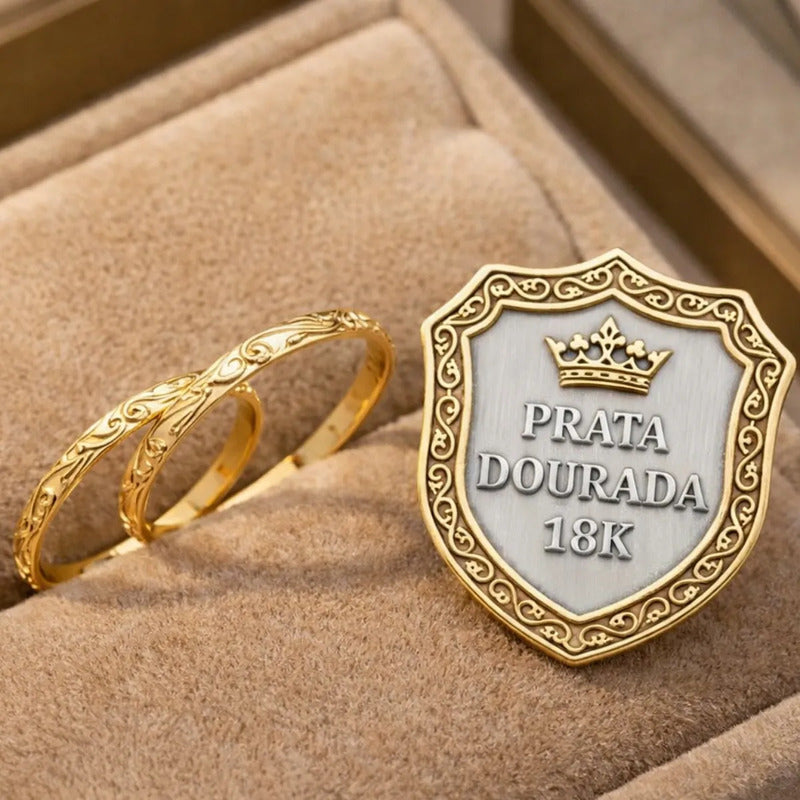 2 Aneis Fio Arabesco Aliancinha Prata 925 Dourada Ouro 18k