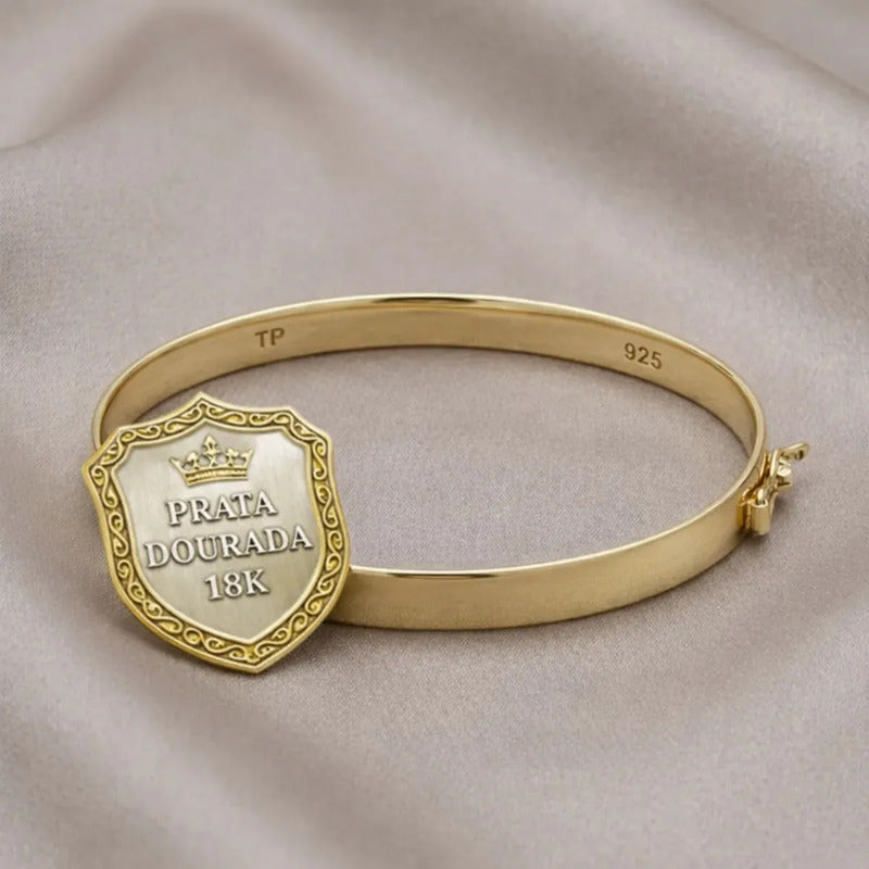 Pulseira Bracelete Rígido Largo Prata 925 Dourada 18k Dourado 65 Cm 50.8 Cm