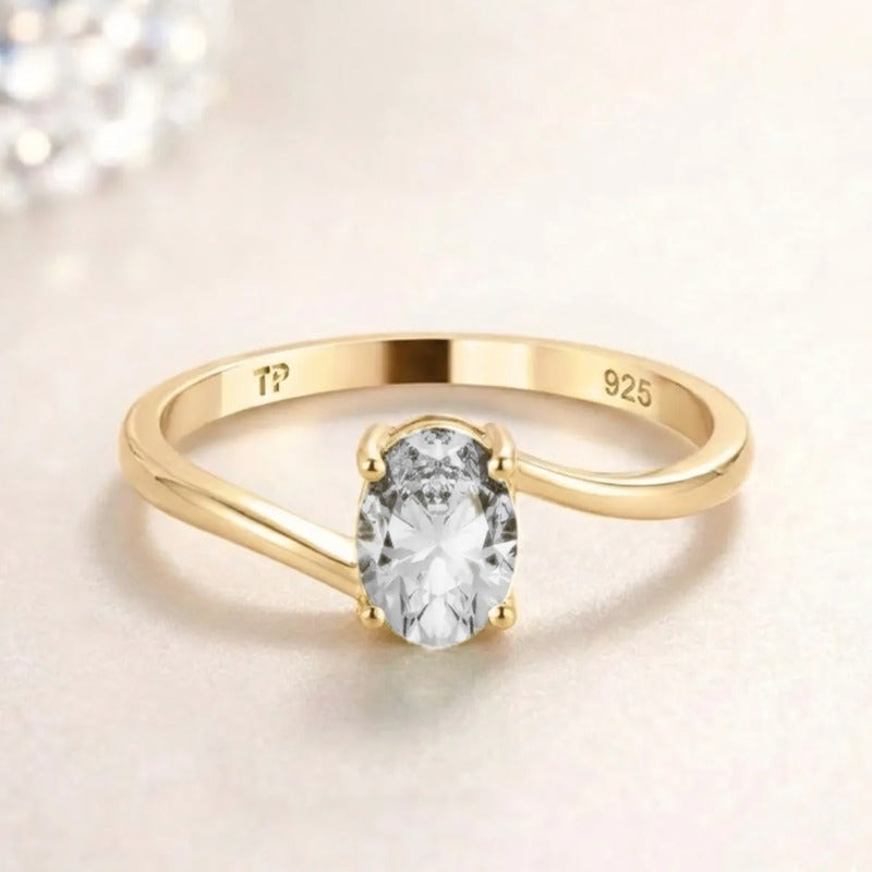 Anel Miami Prata 925 Dourada Ouro 18k - Zircônia