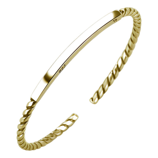Pulseira Bracelete Torcido Prata 925  Dourada 18k - Unissex