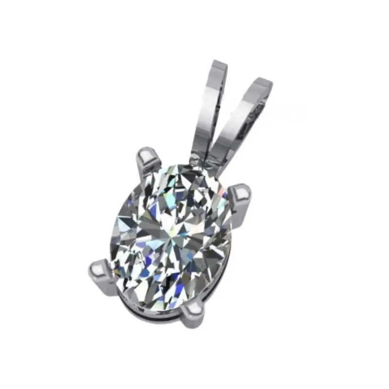 Pingente Prata 925 Oval Zirconia 6x8mm - Exclusivo Branco