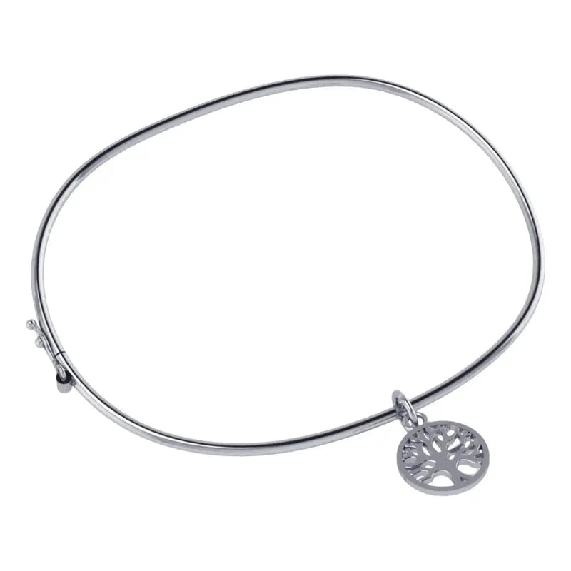 Pulseira Bracelete Rígido Prata 925- Berloque Arvore Da Vida 6 Cm