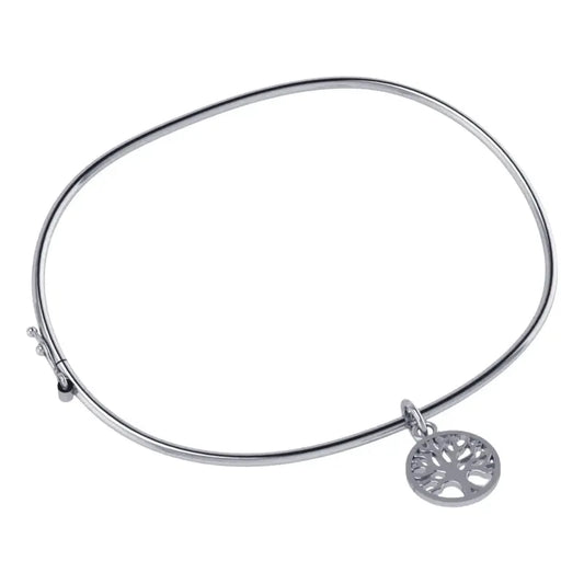 Pulseira Bracelete Rígido Prata 925- Berloque Arvore Da Vida 6 Cm