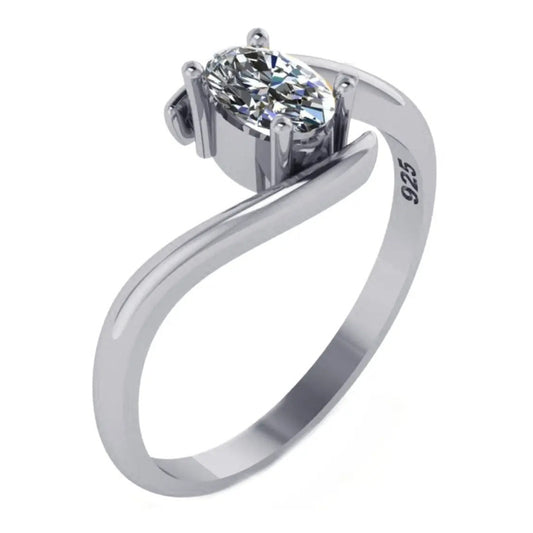 Anel De Prata 925 Solitário Miami Zirconia - Feminino