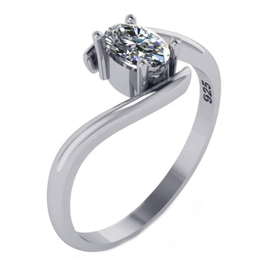 925 Silver Solitaire Miami Zirconia Ring - Women