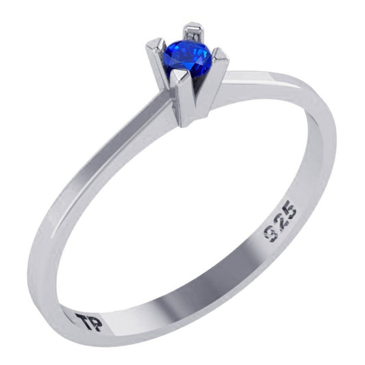 Pure 925 Silver Sapphire Solitaire Ring - Exclusive - Buy Jewelry Direct From The Factory And Save Money
