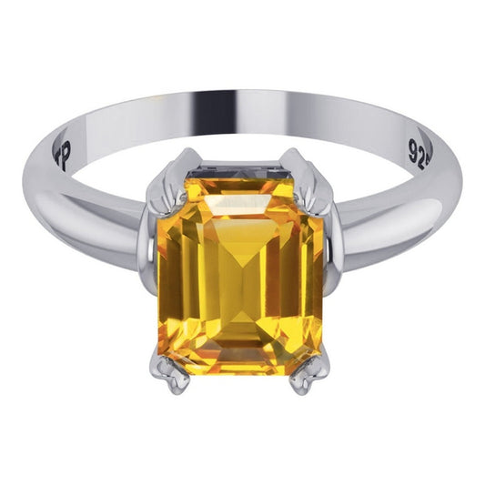 Anel Vintage Citrino Pura Prata 925 - Feminino