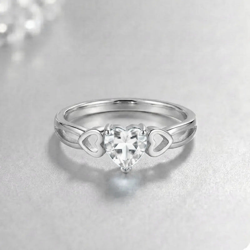 Anel Prata 925 Eterno Coração Zirconia - Exclusivo