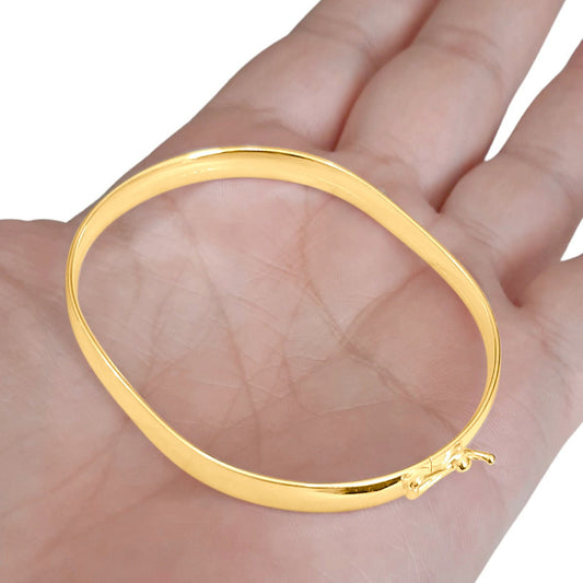 Pulseira Bracelete Rígido Largo Prata 925 Dourada 18k