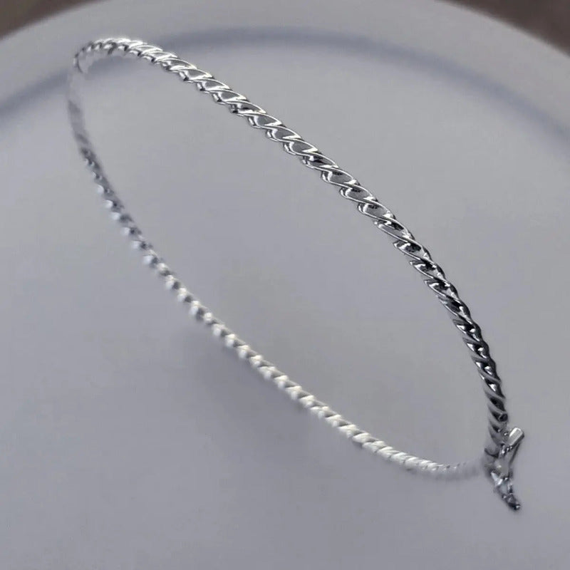 Bracelet Rigid Bracelet 925 Silver - Twisted Feminine